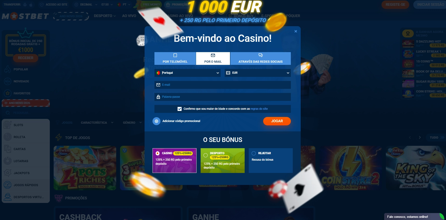 O Registo e Login para jogadores portugueses